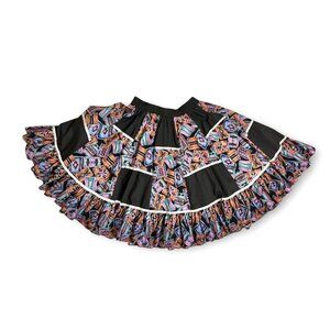 Malco Modes Ruffle Circle Skirt Dance Med Women Costume Western Southwest Ribbon